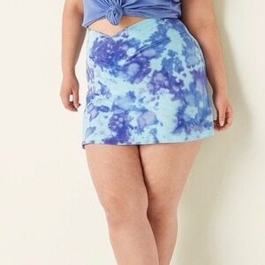 PINK‎ Victoria's Secret Blue Purple Tie Dye High Waist V Crossover Skirt Size XL